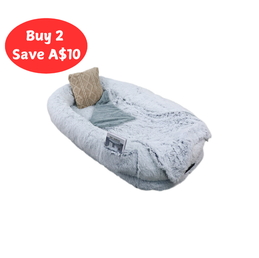 Plush Round Dog Bed, Long-Haired Winter Warm Pet Bed with Sponge Cushion for Dogs