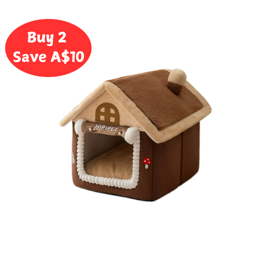 Enclosed Warm Pet Bed for Cats & Small Dogs, Autumn & Winter Shelter